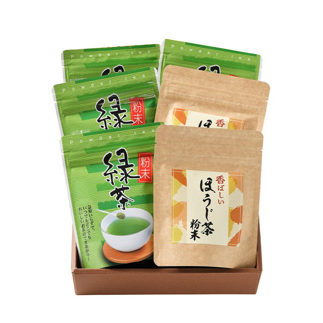 佐々木製茶 粉末緑茶・粉末ほうじ茶 6パック・セット