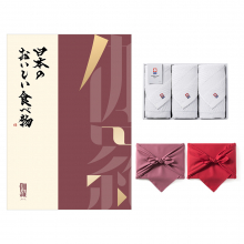 商品画像 日本のおいしい食べ物　グルメカタログギフト　伽羅コース＋今治 綾 フェイスタオル3枚セット