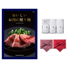商品画像 おいしいお肉の贈り物 HMKコース + 今治 綾 フェイスタオル3枚セット  カタログギフト