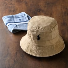 商品画像 POLO RALPH LAUREN（ポロ ラルフ ローレン）コットン チノ ポロ バケットハット　CAFE TAN　サイズS/M　+　ウォッシュタオル