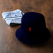 商品画像 POLO RALPH LAUREN（ポロ ラルフ ローレン）コットン チノ ポロ バケットハット　NEWPORT NAVY　サイズS/M　+　ウォッシュタオル