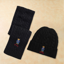 商品画像 POLO RALPH LAUREN（ポロ ラルフ ローレン）POLOベア マフラー＆ビーニー　セット　 BLACK【ラッピングバッグ】